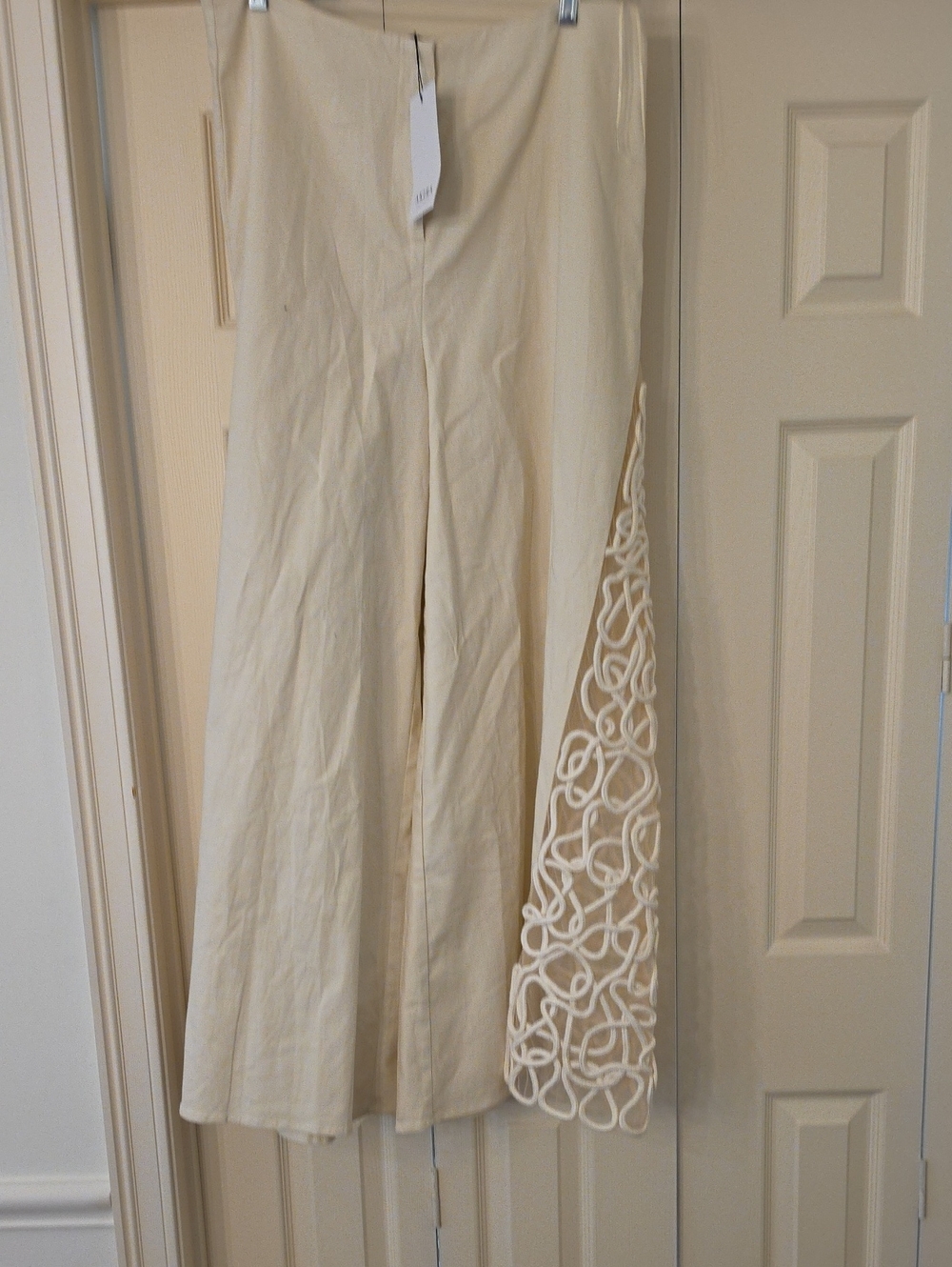Akoo Cream Wide-Leg Pants with Decorative Lace Side Panel